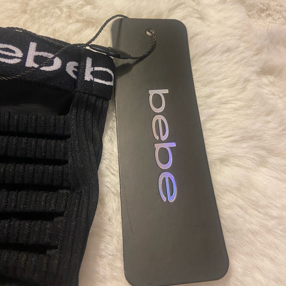 NWT! Bebe women’s 2-piece logo hem black swimsuit size Medium - Picture 4 of 9